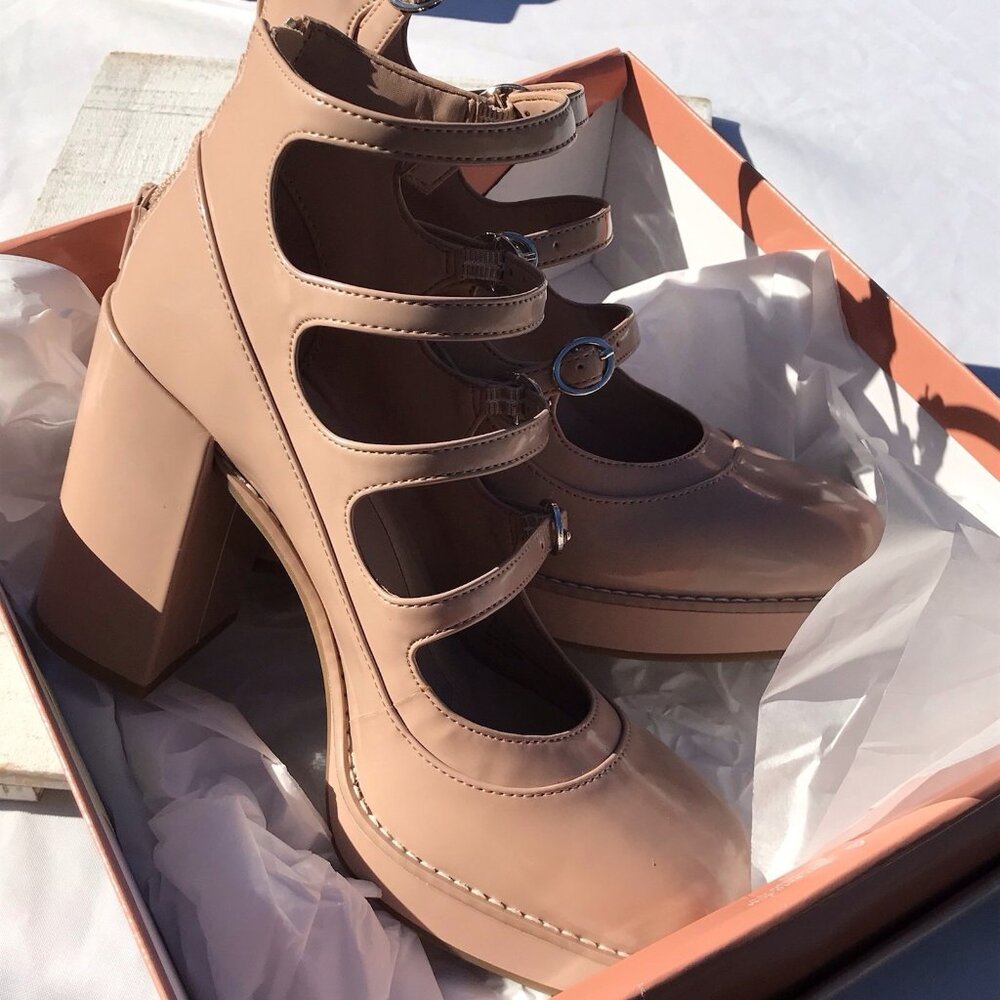 Gb Love Again Multi Strap Mary Jane Rose Pink Platform Heel Pumps Women’s 8 1/2